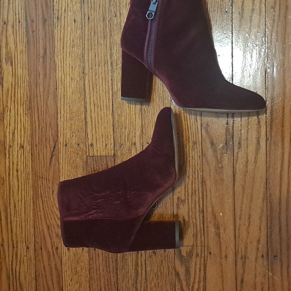 Velvet wine booties size 9